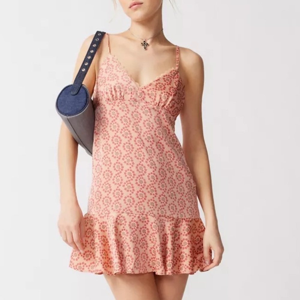 UO Kimchi Blue Printed Satin Mini Dress Size M